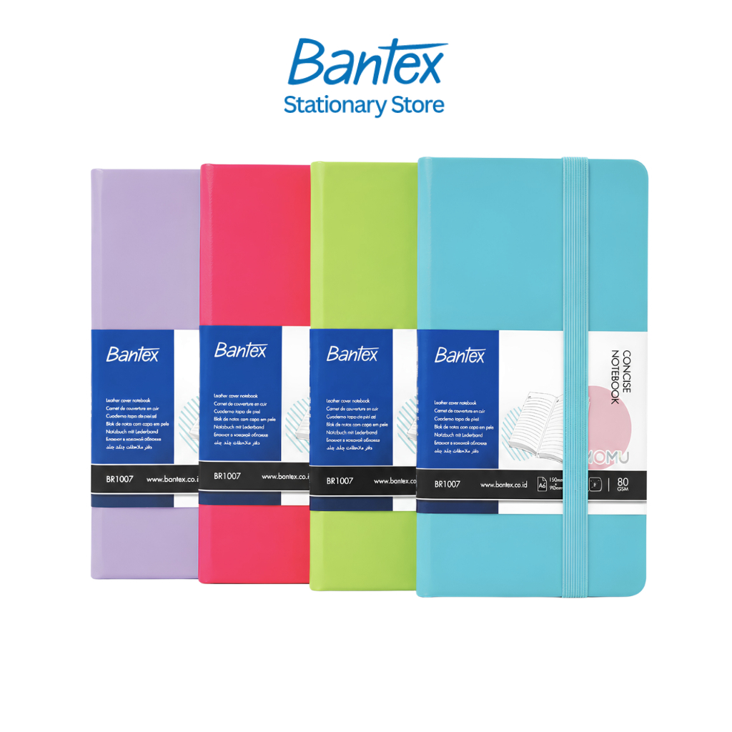 Bantex สมุดโน้ต สมุดบันทึก ปกหนัง 96แผ่น 80แกรม ขนาดA6 สีพาสเทล มีสายยางยืดป้องกันหลุด Notebook