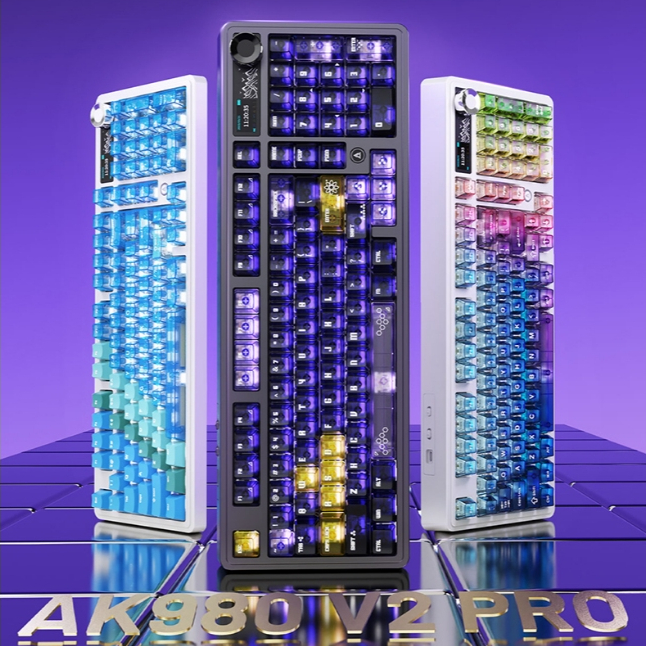 คีย์บอร์ดเกมมิ่ง Ajazz AK980 V2 Pro 8K+8K Gasket Tri-Mod Mechanical Keyboard รับประกัน 1 ปี