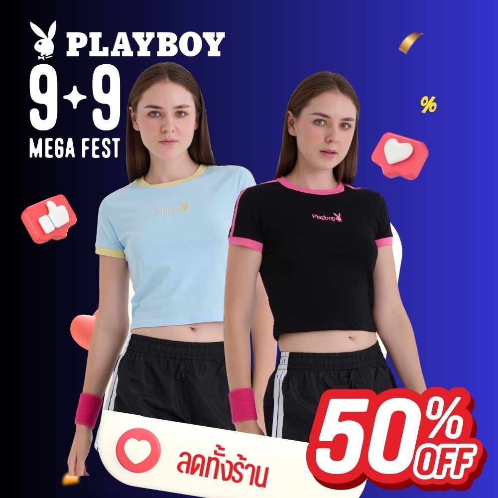 PLAYBOY BUNNY MILES เสื้อผ้าผู้หญิง/เสื้อ/เสื้อยืด รุ่น P1WT265TB054BK
