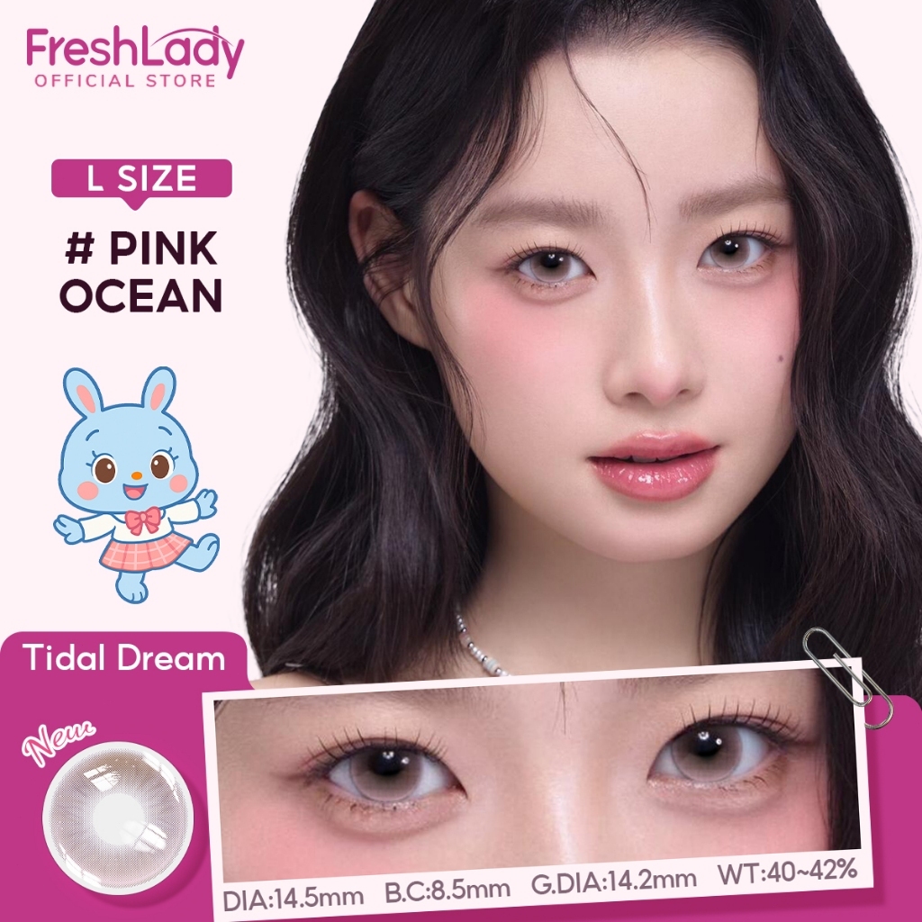 【FDA-ซื้อ 2 รับส่วนลด 10%】Freshlady คอนแทคเลนส์สี คอนแทคเลนส์รายเดือน Pink Ocean Tidal Dream 14.5mm 