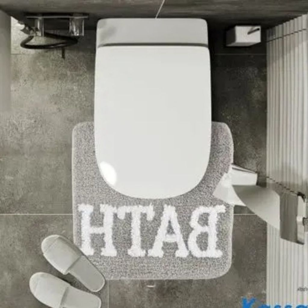 พรมห้องน้ำ พรม ใต้ชักโครก พรมเช็ดเท้า Bath  KASSA HOME รุ่น BC103-WH-C ขนาด 45 x 47 ซม. สีครีมเทา * 