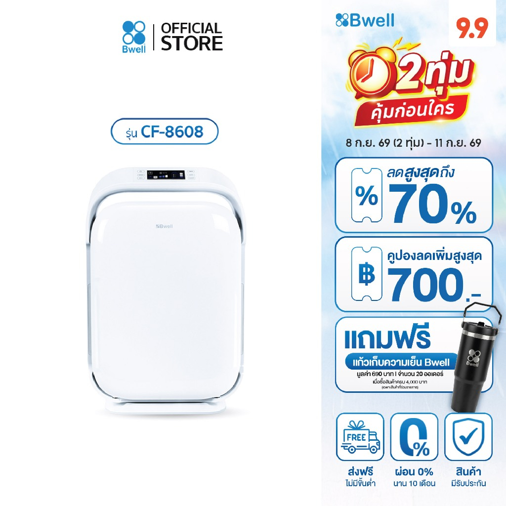 Bwell CF-8608 แผ่นกรองอากาศ HEPA สำหรับเครื่องฟอกอากาศ