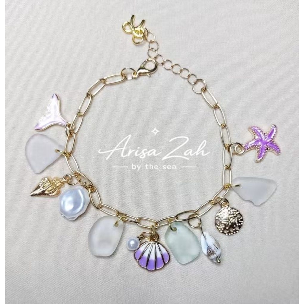กำไลข้อมือ sea glass แท้จากทะเล sea glass bracelet