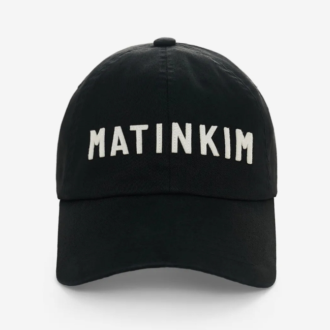 Matin Kim Applique Felt Logo Ball Cap (Black)
