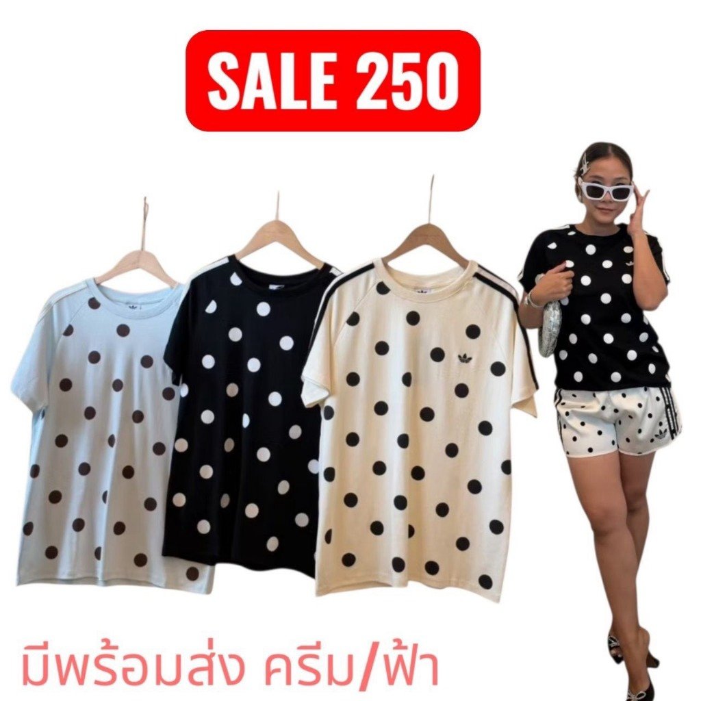 เสื้อยืดรุ่นฮิต คอลใหม่ ลายโพคาดอท น่ารักมาก
