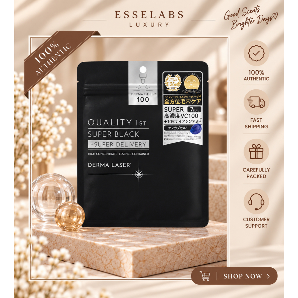 [แท้💯 พร้อมส่ง] QUALITY 1ST SUPER BLACK MASK BLACK + SILVER 7 SHEETS | มาสก์หน้าญี่ปุ่น