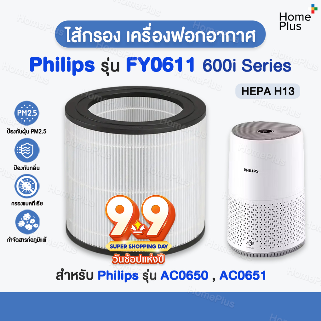 ราคาโปร+พร้อมส่ง✅ ไส้กรองอากาศ Philips AC0650 เครื่องฟอกอากาศ Philips FY0611 /30 for Air Purifier AC