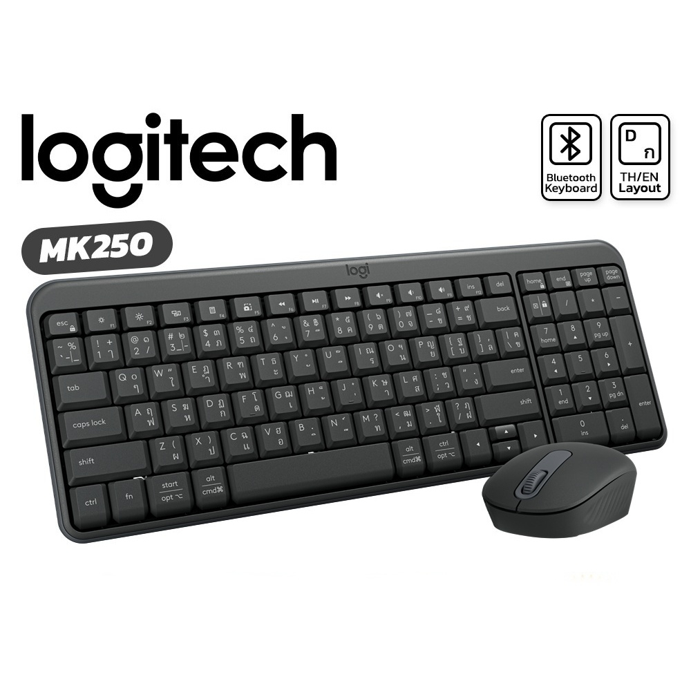 คีย์บอร์ดและเมาส์ไร้สาย LOGITECH MK250 WIRELESS KEYBOARD & MOUSE - GRAPHITE