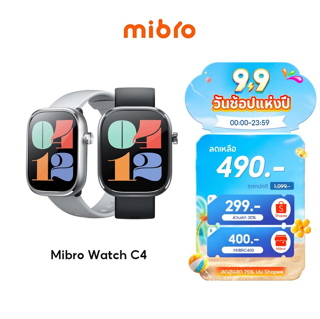 Mibro Watch C4 สมาร์ทวอทช์ โทรได้ วัสดุโลหะ กันน้ำ 2ATM ลื่นไหล 60Hz หน้าจอใหญ่ 2.01 นิ้ว -12M