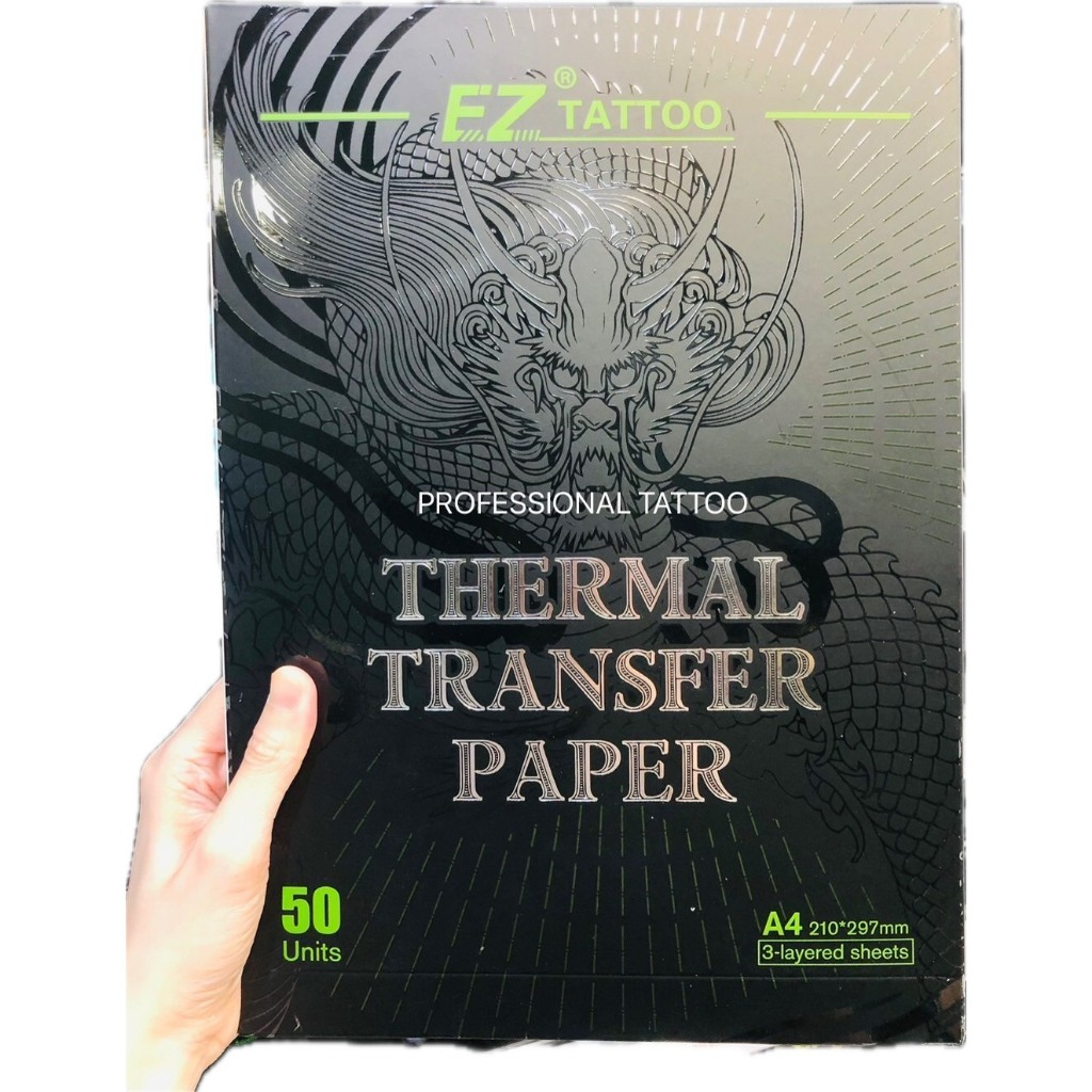 กระดาษลอกลายฟิล์ม EZ Thermal Transfer Paper -Tattoo Stencil Paper 50 pcs. กระดาษลอกแบบฟิล์ม