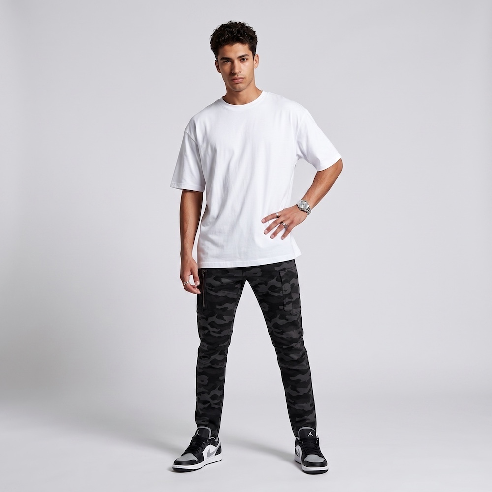 DAVIE JONES بنطلون كارغو رجالي Skinny Tapered — أسود — صورة 5