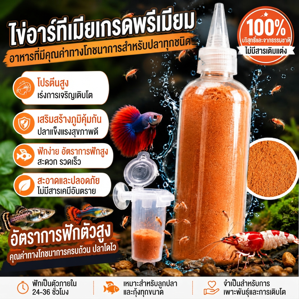 ไข่อาร์ทีเมีย อาหารปลา ลูกปลา โปรตีนสูง ฟักง่าย สำหรับปลากัด ปลาสวยงาม ขนาด 50g