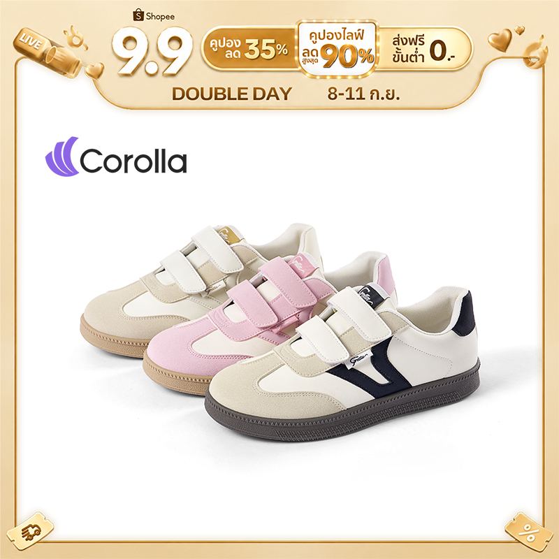 Corolla Velcro Two Shoes รุ่นใหม่ สไตล์เกาหลี พื้นนุ่มใส่สบาย รองเท้าผ้าใบตีนตุ๊กแก ไม่ต้องผูกเชือก 