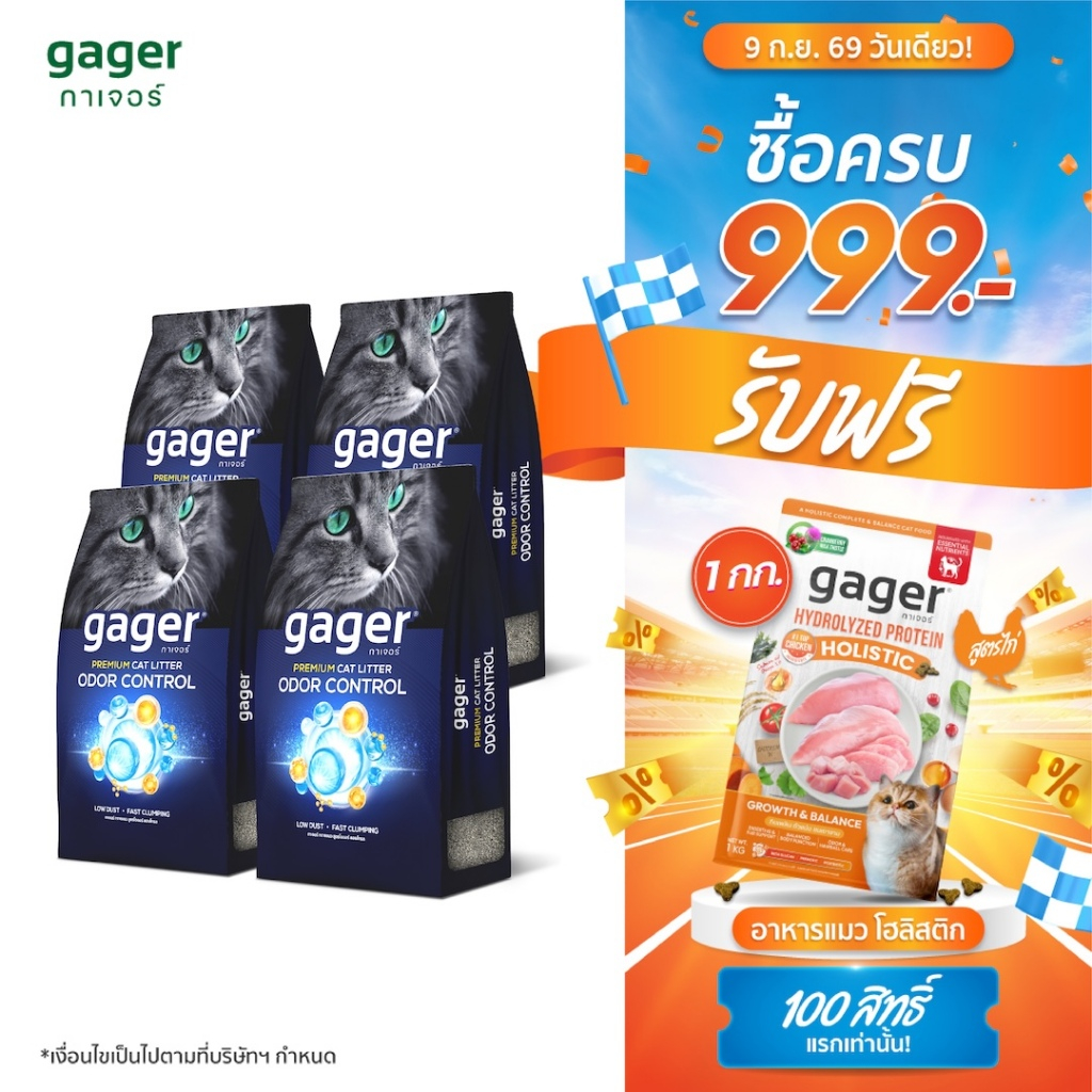 Gager (กาเจอร์) ทรายแมวภูเขาไฟ Bentonite ทรายแมวเบนโทไนท์ ทรายแมวgager ทรายแมวกาเจอร์ (10กิโล4ถุง)