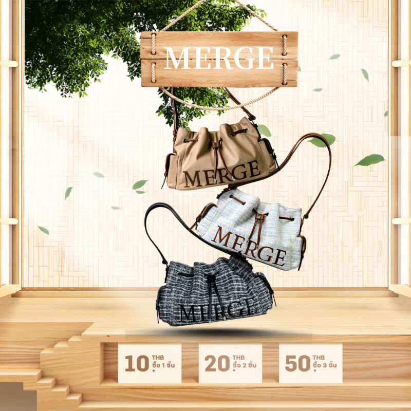 ✨NEW👜MERGE On Time Bag  กระเป๋าถือ สะพายข้าง（ของแท้ 100 %）