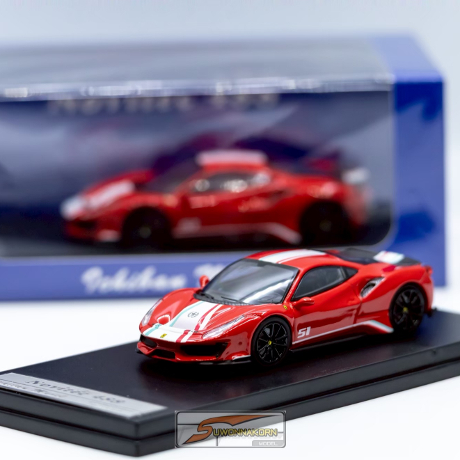 Ichilan Model 1/64 Ferrari Novitec 488 Pista Rosso Corsa