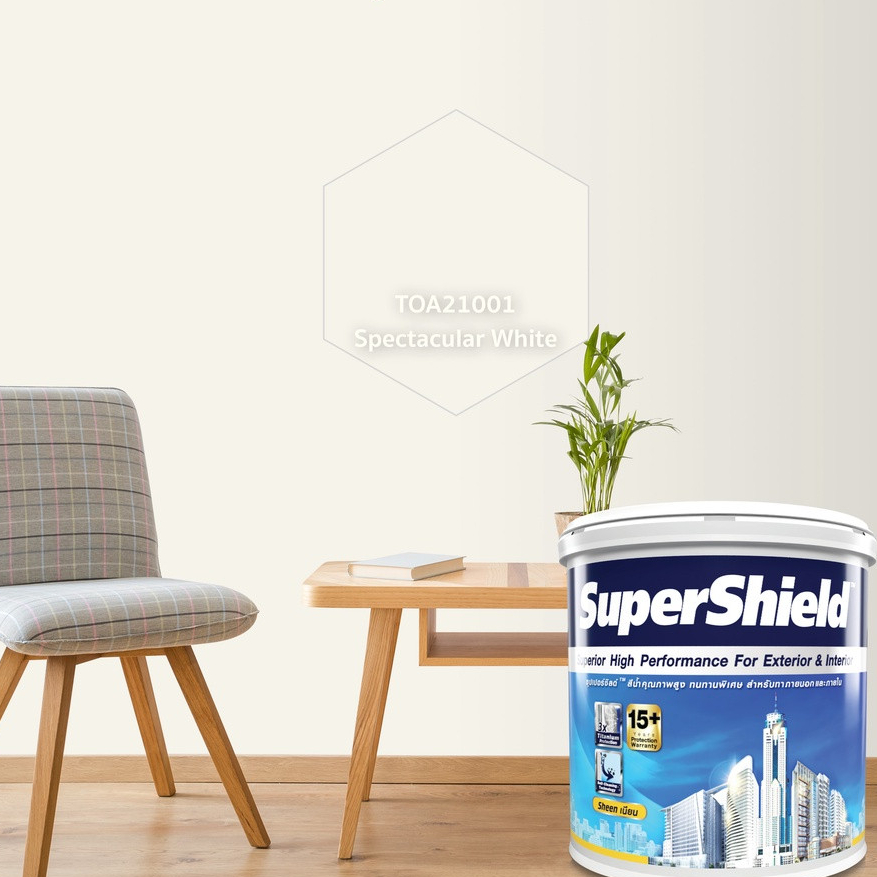 TOA  21001 Supershield เนียน (Spectacular White) ขนาด 9 ลิตร กลบมิด ปิดรอยฉาบ สีทาภายนอก เกรดสูงสุด 