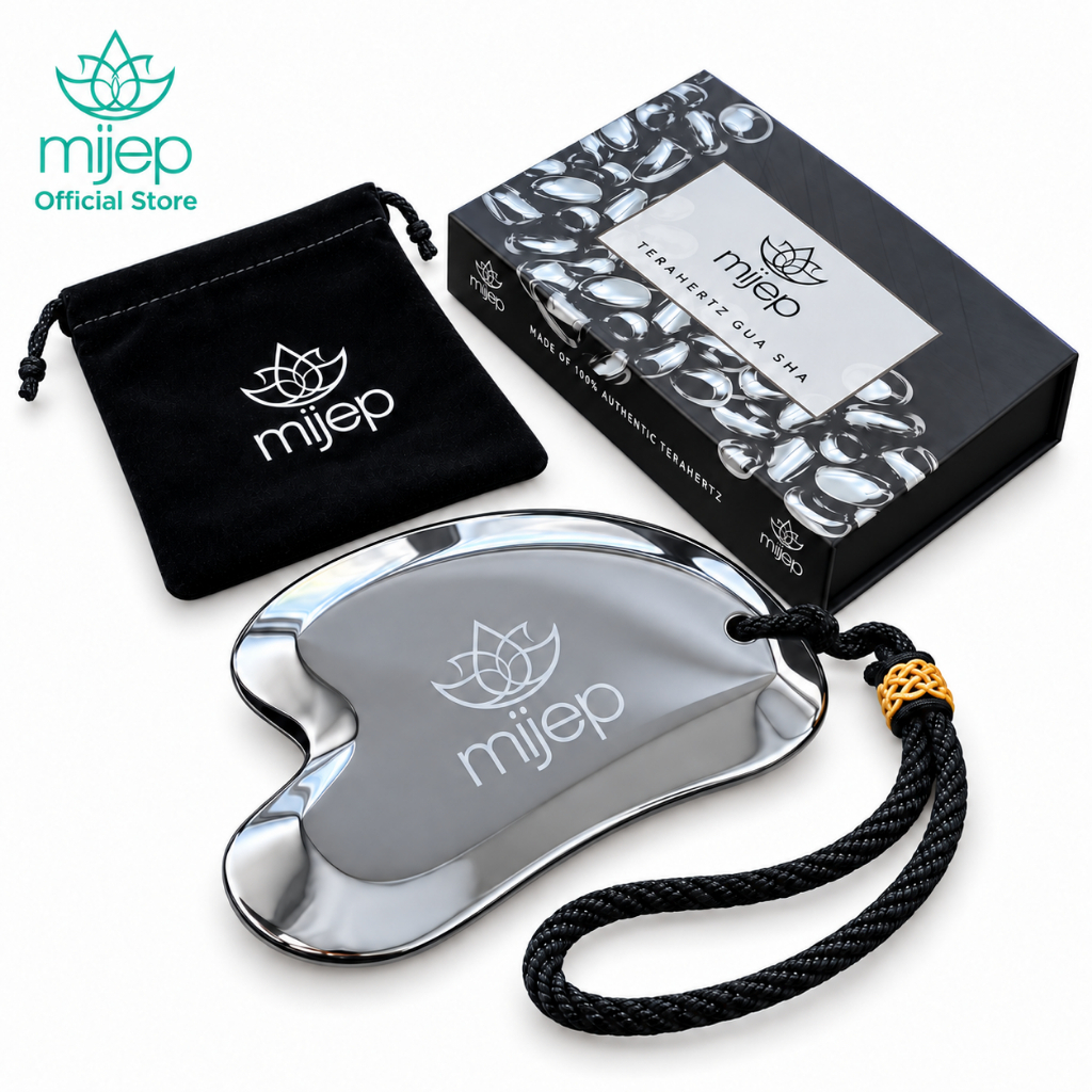 MIJEP Terahertz กัวซานวดหน้า Gua Sha - (Heart shape) กัวซาหินเทราเฮิร์ต ไม่ใช่สแตนเลส