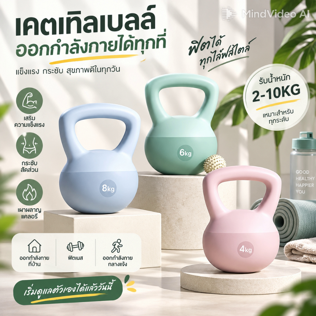 เคตเทิลเบลแบบนุ่ม Kettlebell Soft 4kg 6kg 8kg ลูกตุ้มยกน้ำหนัก อุปกรณ์ออกกำลังกายที่บ้าน ปลอดภัยไม่ท