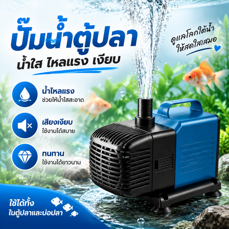 ปั๊มน้ำตู้ปลา WP-5500 3000L/H ปั๊มจุ่มตู้ปลา ปั๊มน้ำบ่อปลา น้ำแรง เสียงเบา ประหยัดไฟ