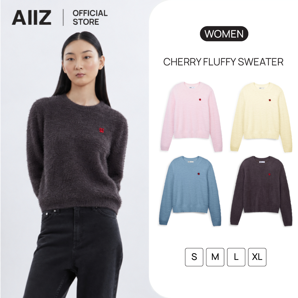 AIIZ سويتر نسائي ناعم بالكرز