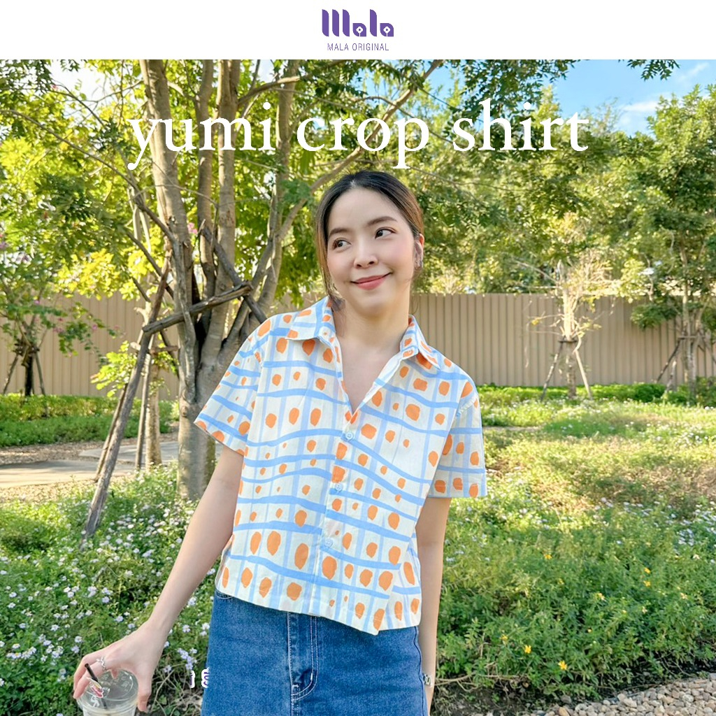 MalaOriginal | Yumi Crop Shirt เสื้อเชิ้ตครอป แขนสั้น น่ารักคิ้วท์ๆ สไตล์ญี่ปุ่น