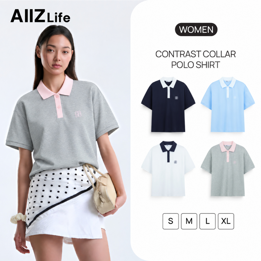 AIIZ (เอ ทู แซด) - AIIZ เสื้อโปโลผู้หญิงแต่งปกต่างสี AIIZ Women’s Contrast Collar Polo Shirt