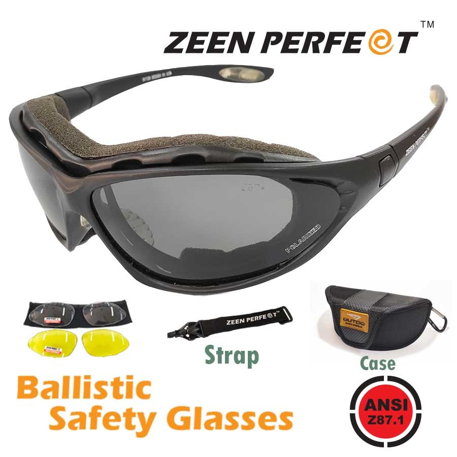 แว่นตา Safety แว่นสำหรับ ทหาร ยิงปืน มอเตอร์ไซค์ มีกันกระแทก เลนส์โพลาไรซ์ or PC ถอดเปลี่ยนเลนส์ได้ กลางวันกลางคืน 91730