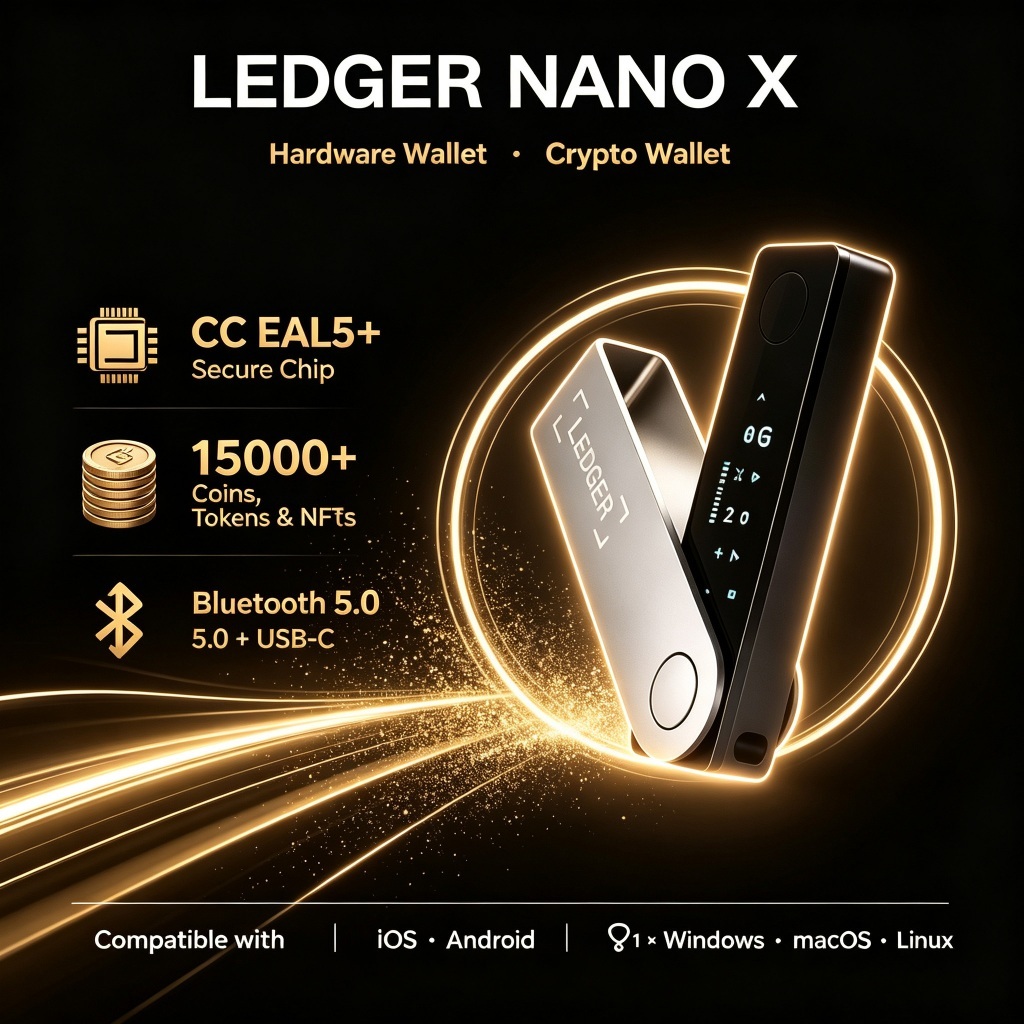 Ledger Nano X Hardware Wallet Crypto Wallet Cold Wallet Bluetooth USB C Genuine