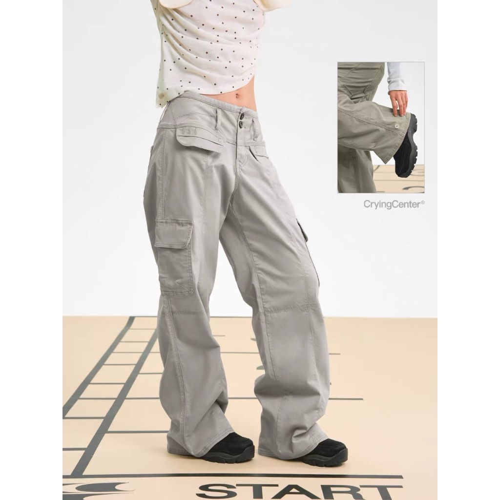 CryingCenter กางเกงคาร์โก้ขายาว ทรงกระบอก Technical Crinkled Cargo Pants (Unisex)