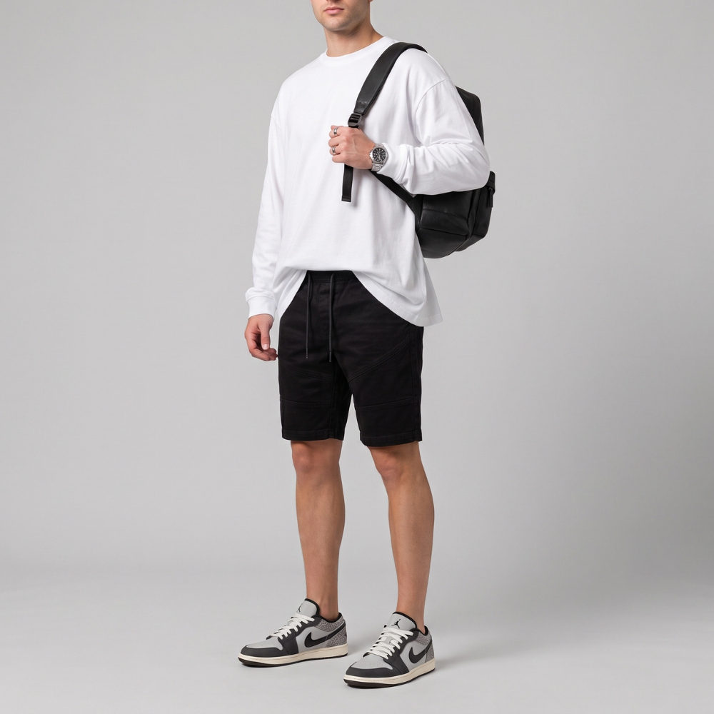 DAVIE JONES شورت رجالي Slim Fit — أسود — صورة 3