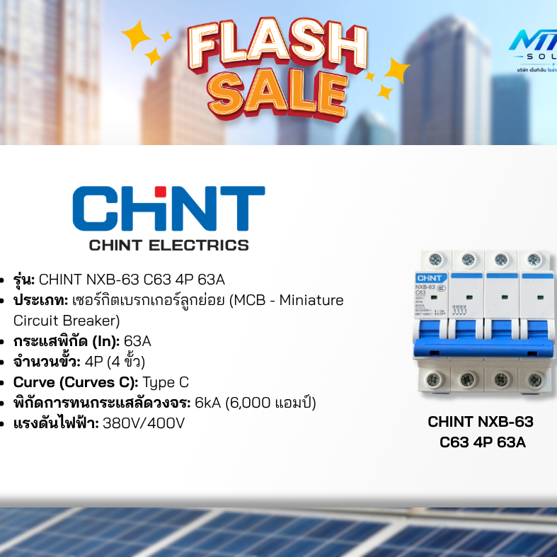 CHINT เบรกเกอร์ AC 3P 63A รุ่น NXB-63 C63