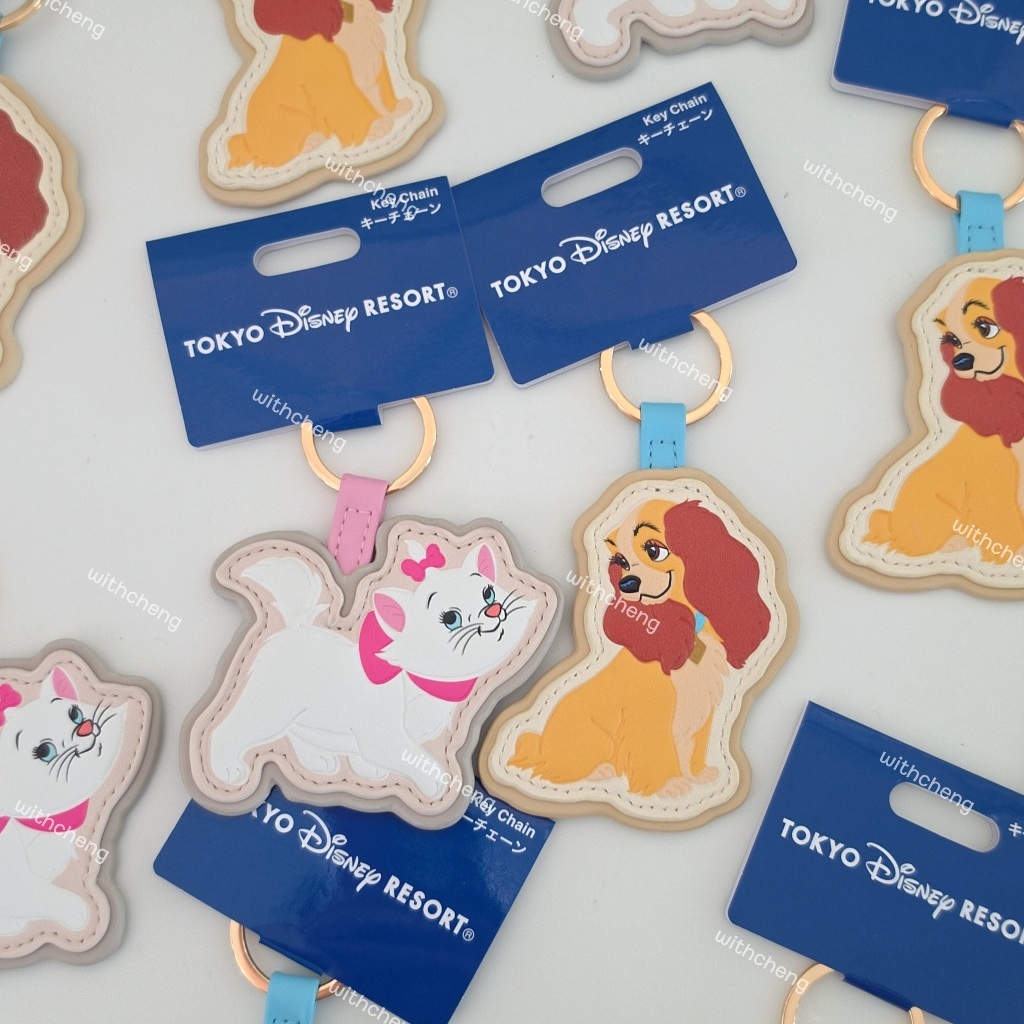 พร้อมส่ง 🐶 พวงกุญแจ Marie Lady แบบหนัง  Tokyo Disney Resort 🇯🇵 พวงกุญแจ แมวมารี สุนัขเลดี้