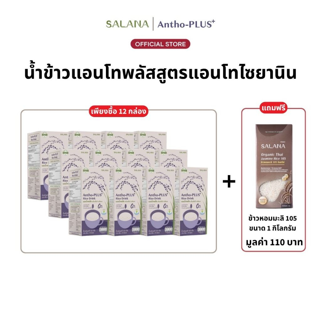 [ชุด 12 กล่อง] น้ำข้าวแอนโทพลัส Antho-Plus+ Rice Drink (ออร์แกนิค)