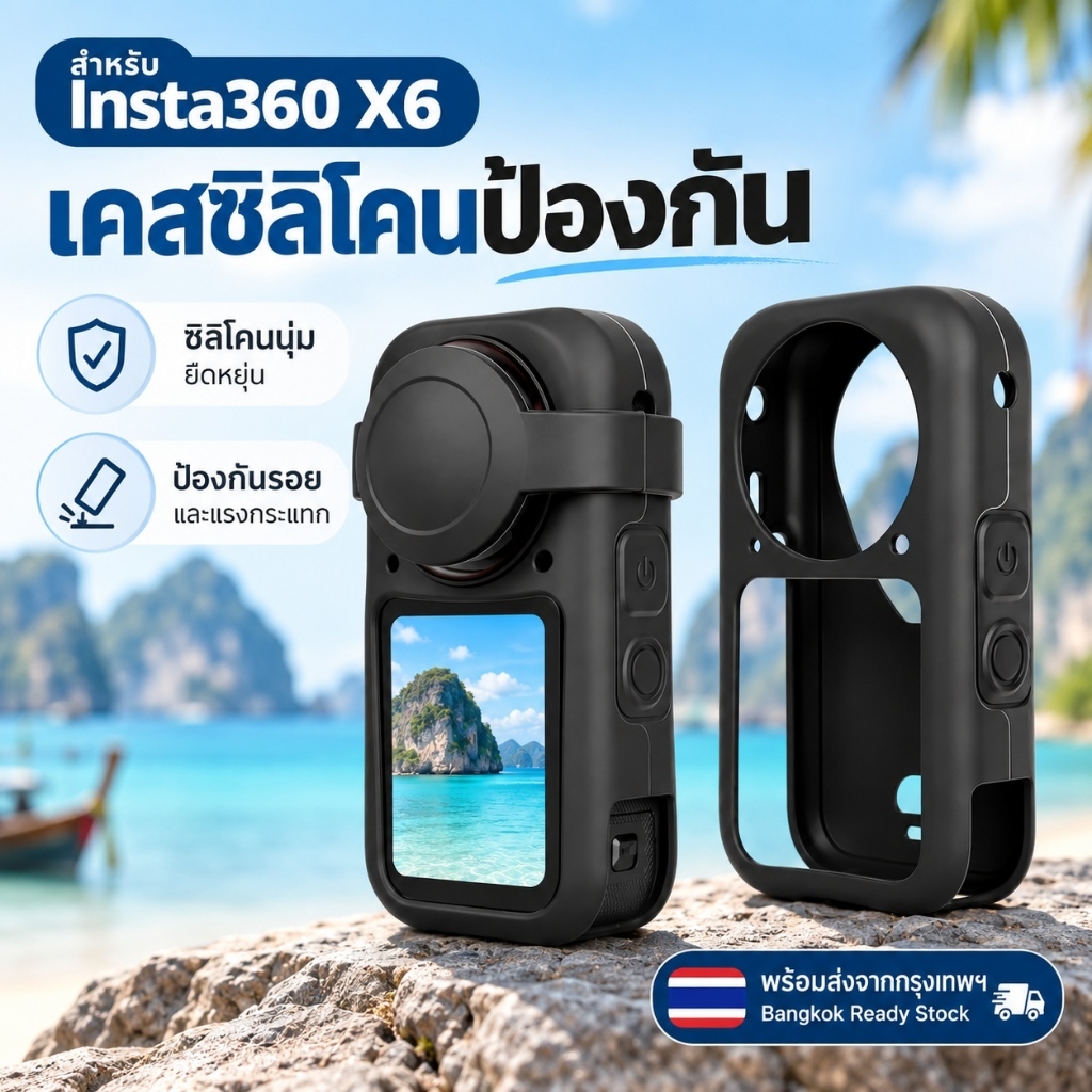 ฝาครอบเลนส์ซิลิโคน Insta360 X6 / X5 / X4 Air / X3 กันรอยขีดข่วน อุปกรณ์เสริมกล้อง Anti-Scratch Lens Cover