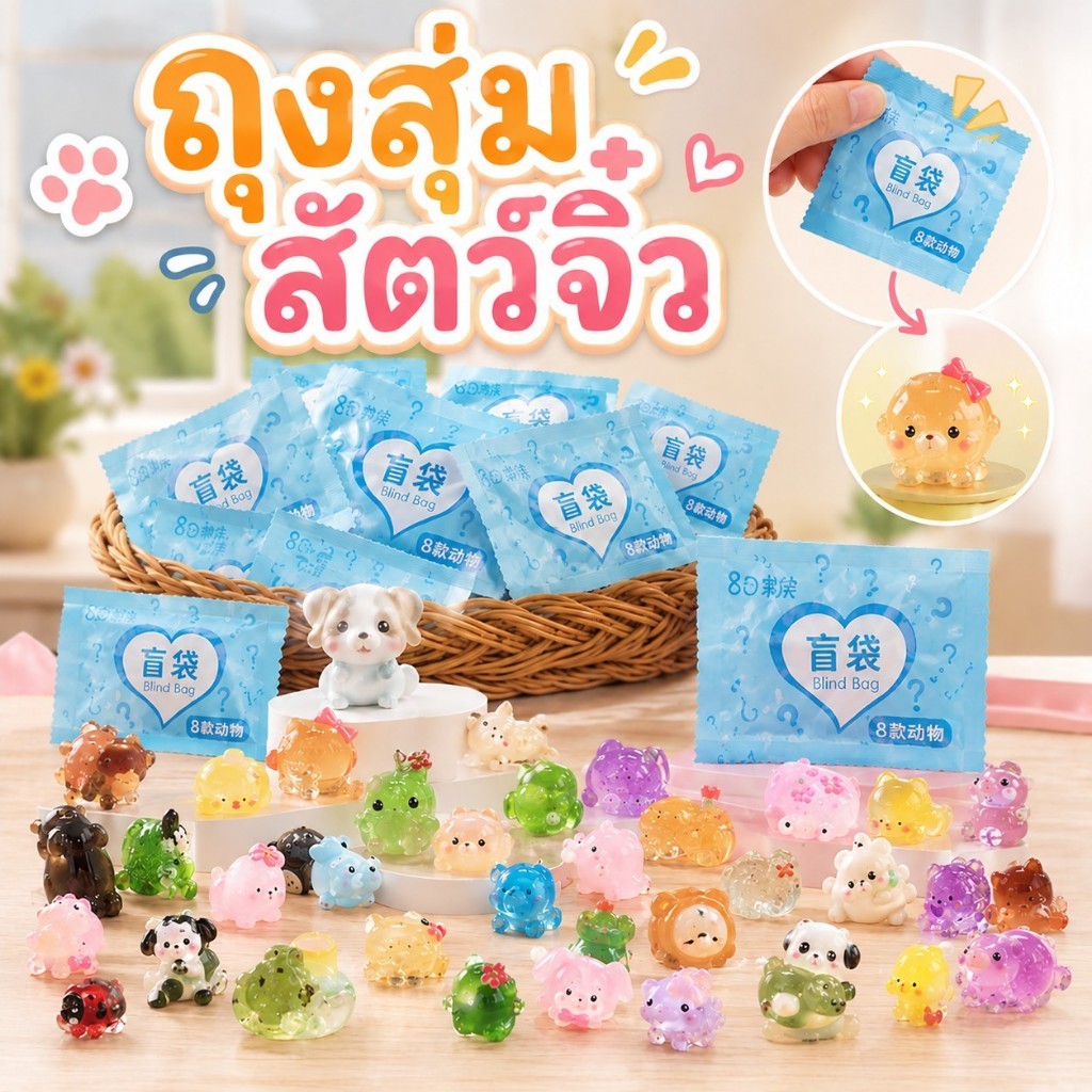 ถุงสุ่มสัตว์จิ๋วจำลอง ฟิกเกอร์เรซิน ใช้ตกแต่งโต๊ะหรือสะสมก็ได้ 50ลาย แกะสนุกทุกครั้ง ของขวัญเด็ก