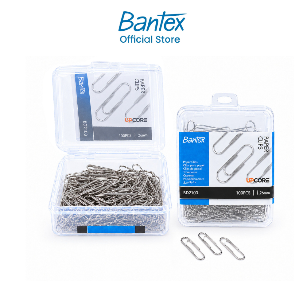 Bantex  คลิปหนีบกระดาษ ลวดเสียบกระดาษ ขนาดมาตรฐาน 60/100/200 ชิ้น ทนทาน ใช้งานพกพาง่าย  Paper Clips
