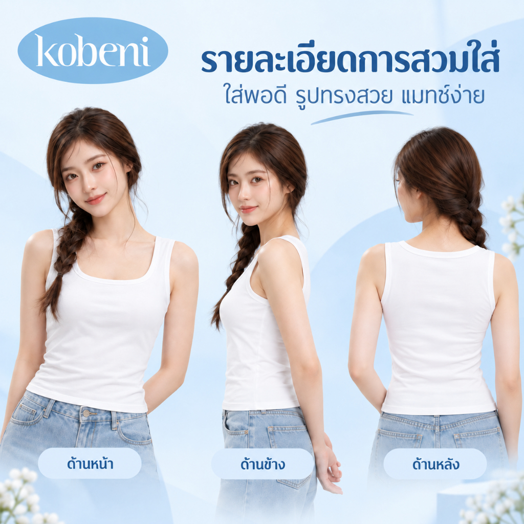 كوبيني توب ببرا مدمجة رقبة U — صورة 2