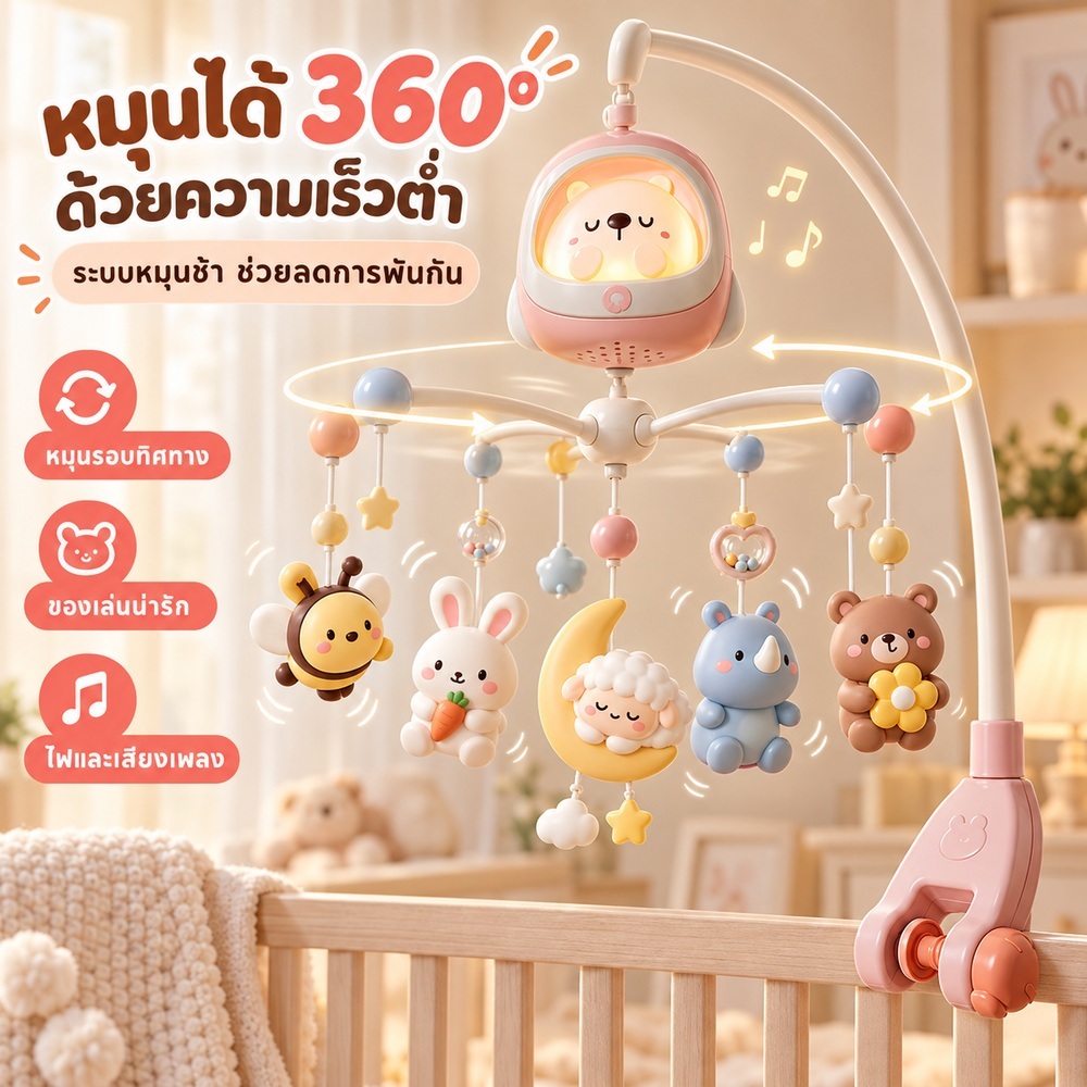 LionToys موبايل سرير بإضاءة و160 أغنية — صورة 4