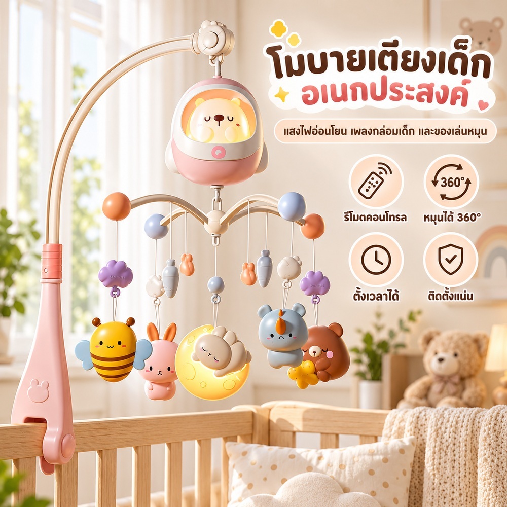 LionToys موبايل سرير بإضاءة و160 أغنية — صورة 2