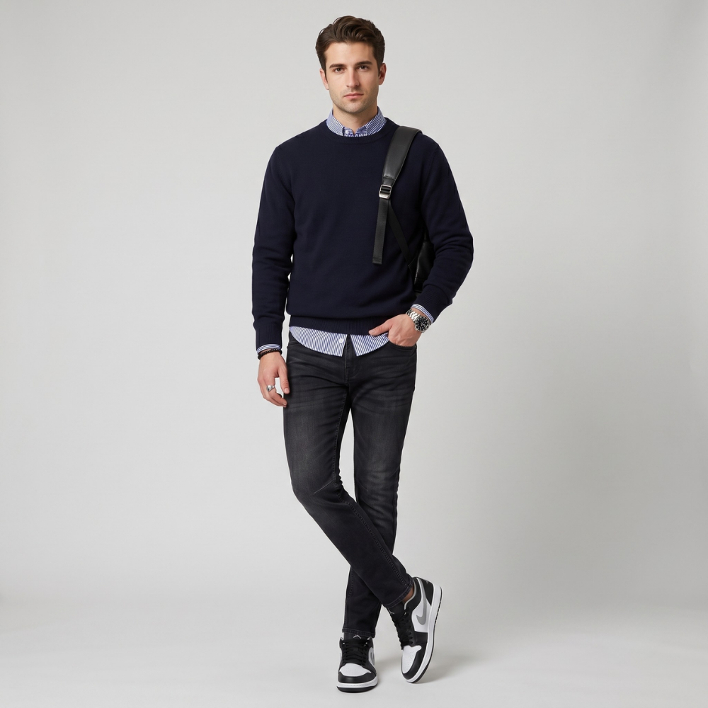 DAVIE JONES جينز رجالي Skinny — أسود — صورة 4