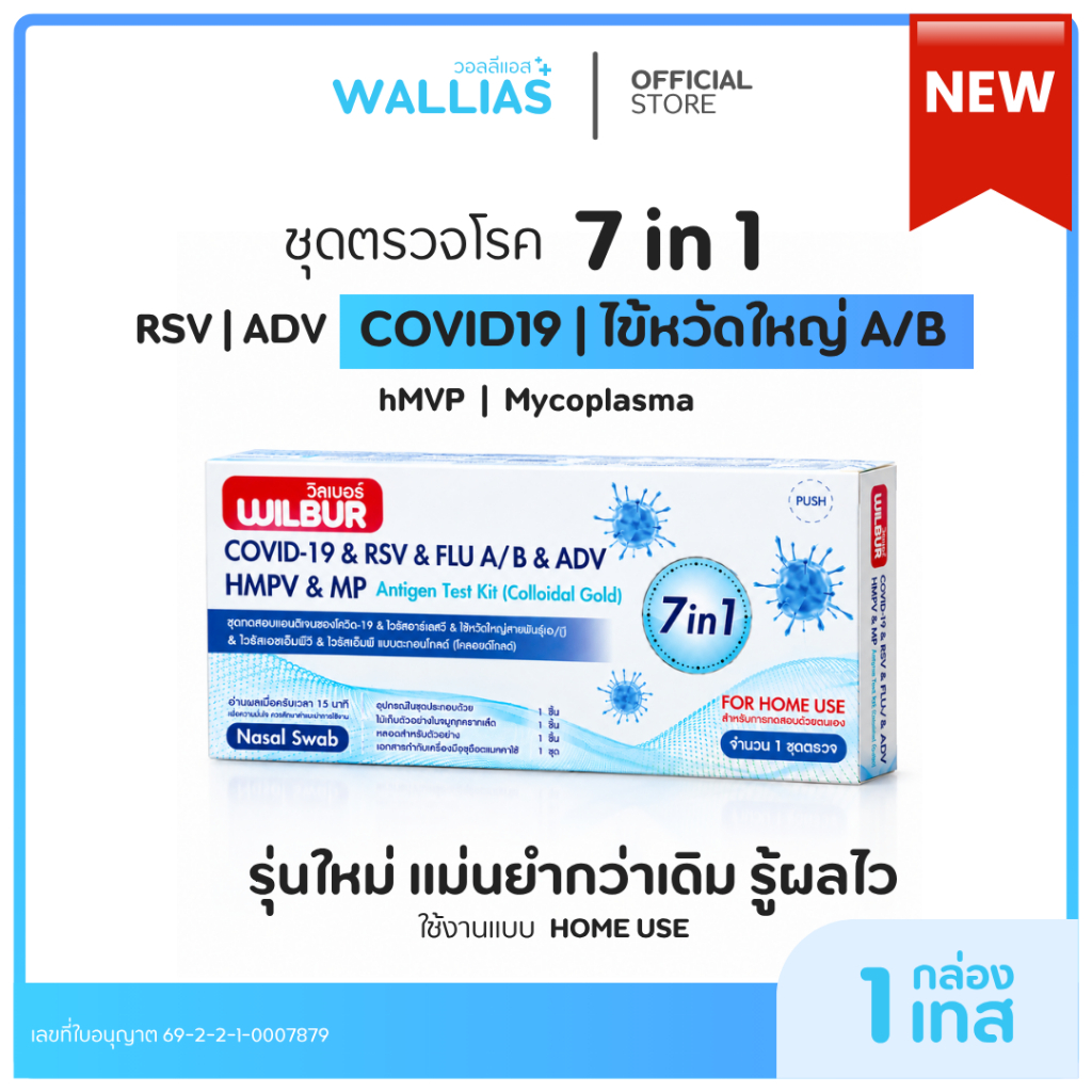 【ชุดตรวจ 7 โรค】ชุดตรวจหาเชื้อไวรัส 7สายพันธุ์ WILBUR 7in1 Covid-19 ไข้หวัดใหญ่ fiu A+B hMPV RSV ตรวจ