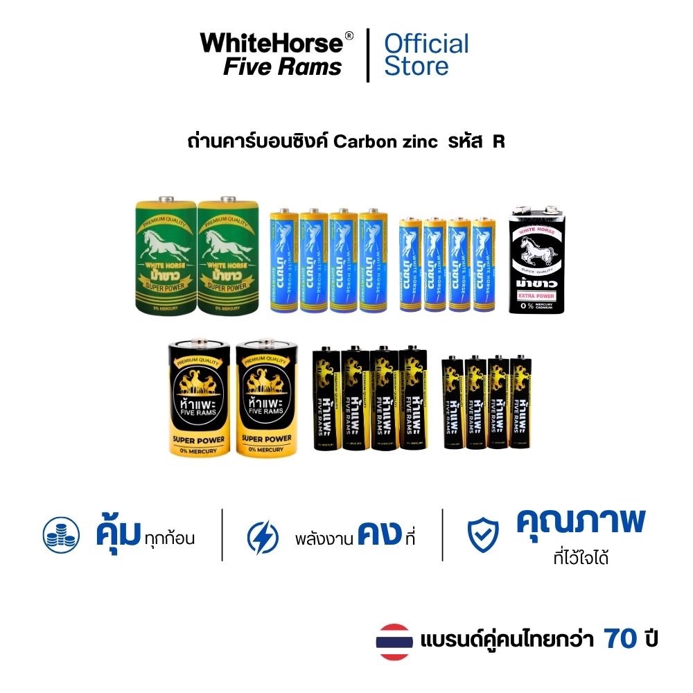 ((ขั้นต่ำ 3 ชิ้น คละได้)) ถ่านม้าขาว-ห้าแพะ (PACK)