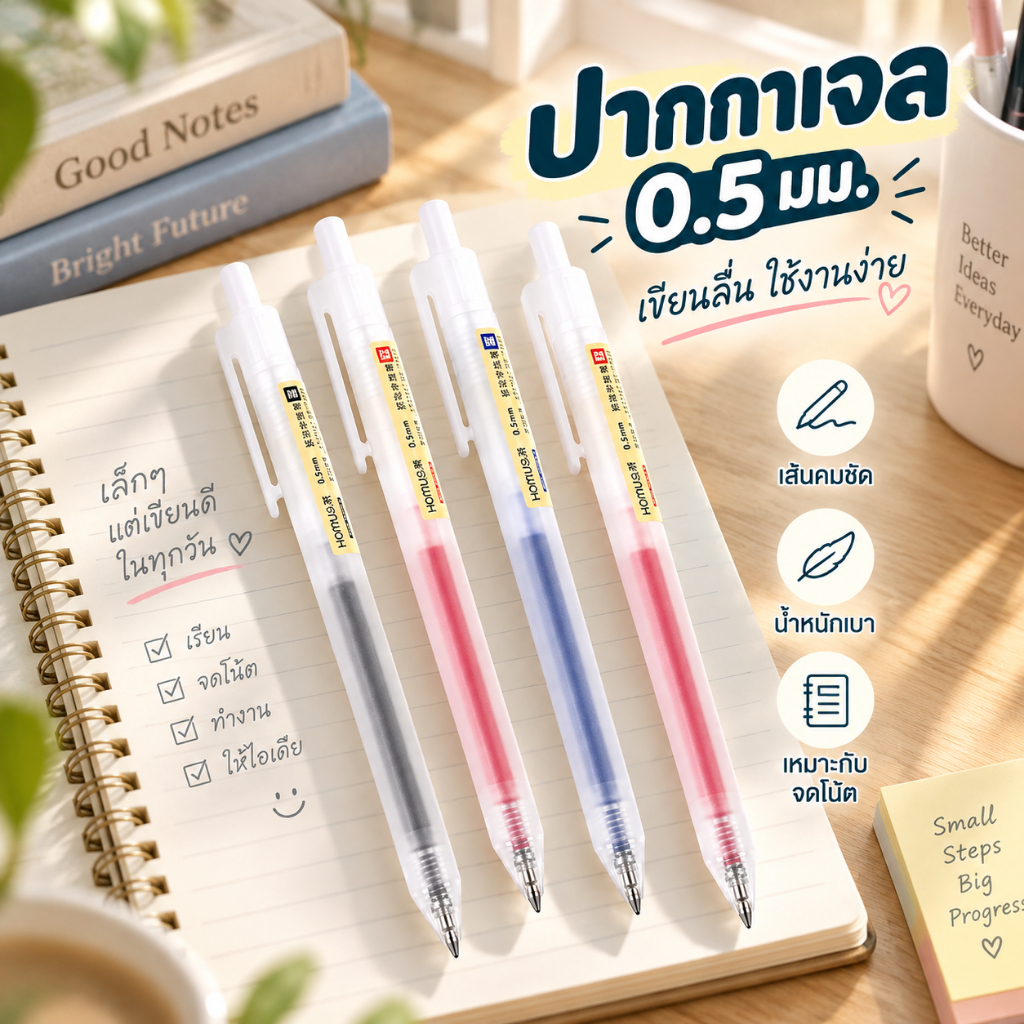 ปากกาลูกลื่นแบบกด 0.5mm 50 ชิ้น หมึกเยอะ เขียนลื่น ปากกาเครื่องเขียน สำหรับนักเรียน สำนักงาน ใช้งานง่าย