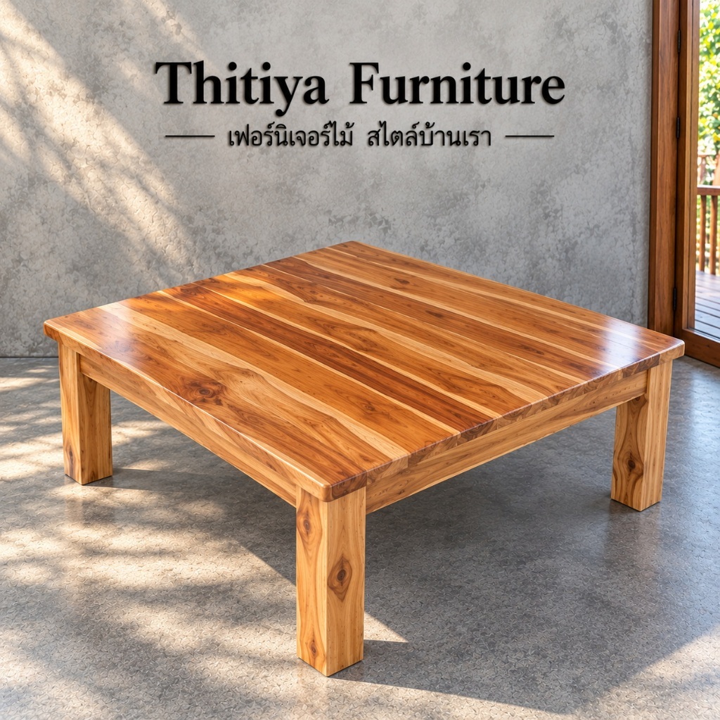 โต๊ะญี่ปุ่น โต๊ะอเนกประสงค์ ไม้สักทอง ปกไม้หนา เคลือบเงา พร้อมส่ง!!! โต๊ะวางโน๊ตบุค สำหรับเด็กนักเรียน