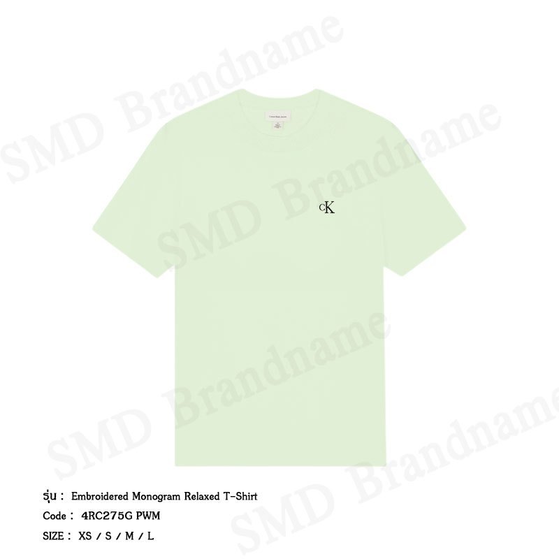 Calvin Klein Jeans เสื้อยืดคอกลมผู้ชาย รุ่น Embroidered Monogram Relaxed T-Shirt Code: 4RC275G PWM