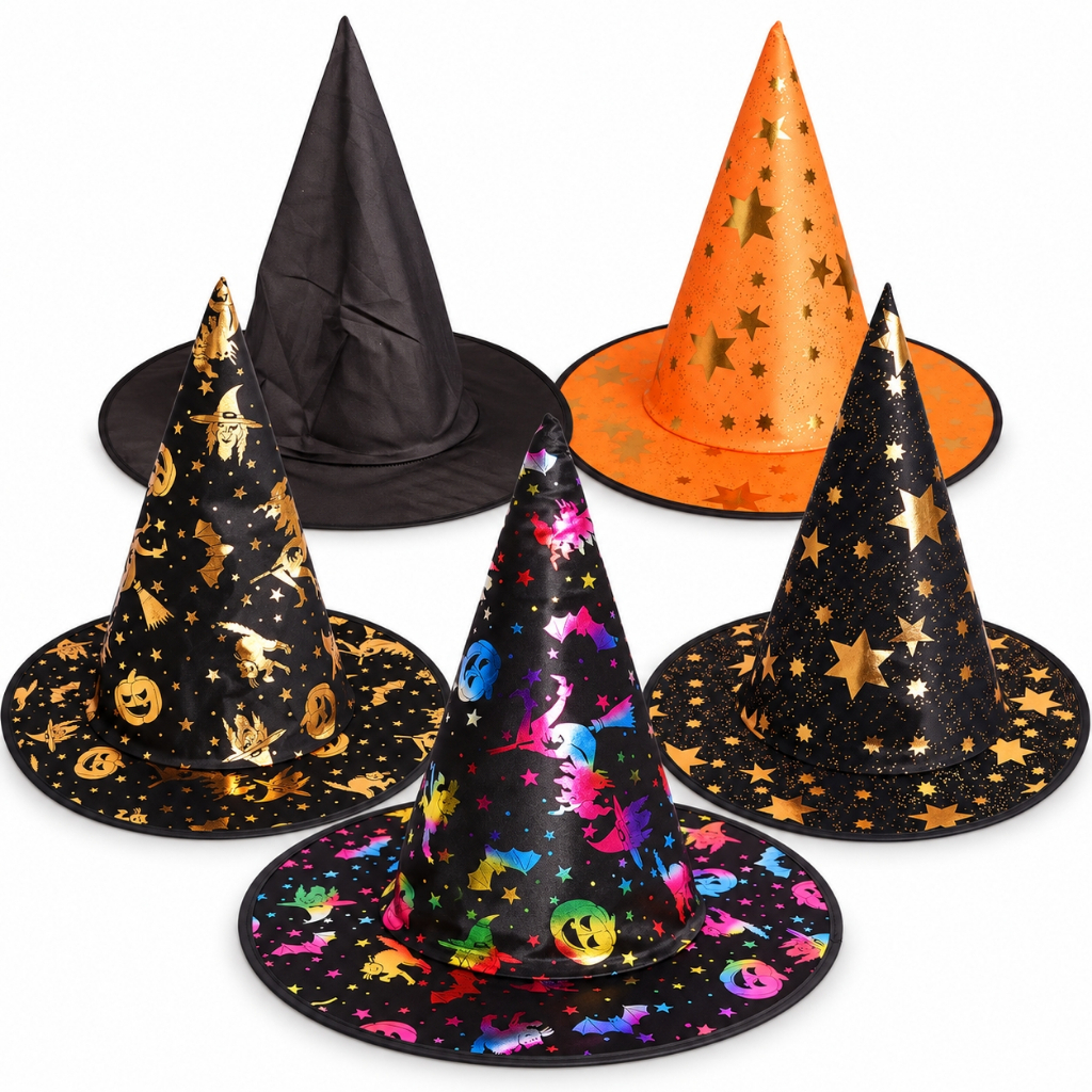 หมวกแม่มดสีดำ Halloween 1 ชิ้น สำหรับเด็กและผู้ใหญ่ อุปกรณ์แต่งตัวคอสเพลย์ ตกแต่งปาร์ตี้ฮาโลวีน