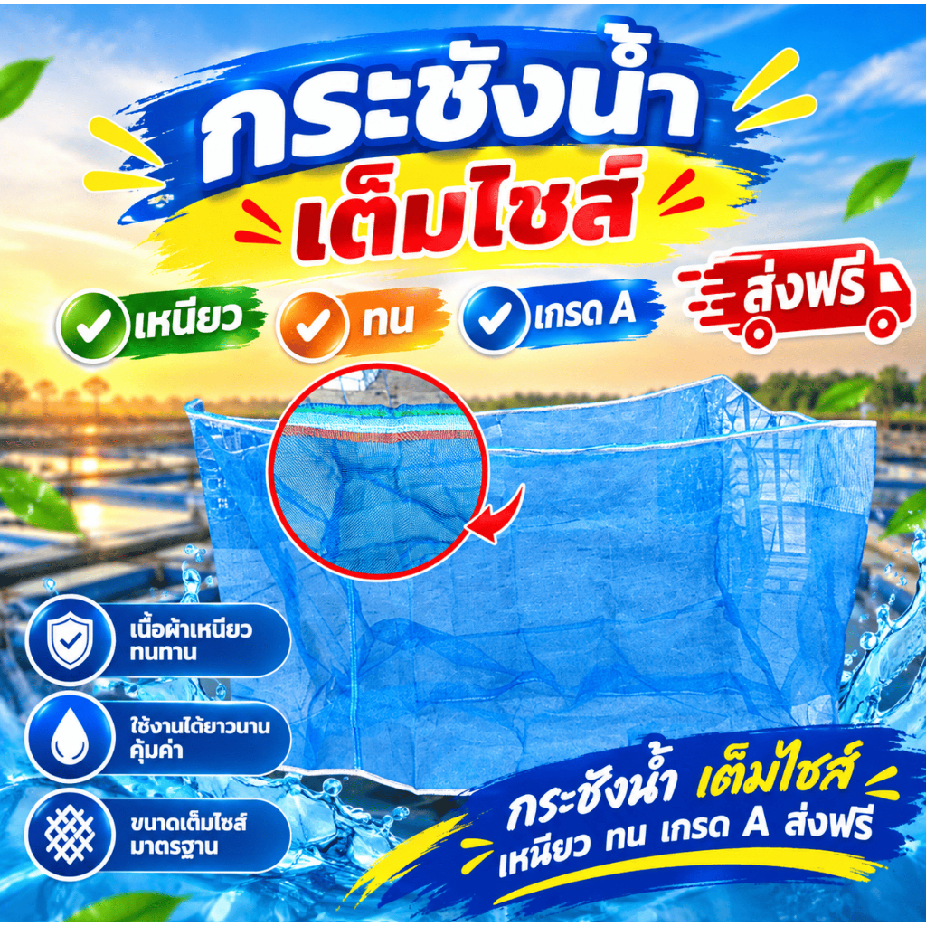 กระชังน้ำ เต็มไซส์ เหนียว ทน เกรด A ส่งฟรี