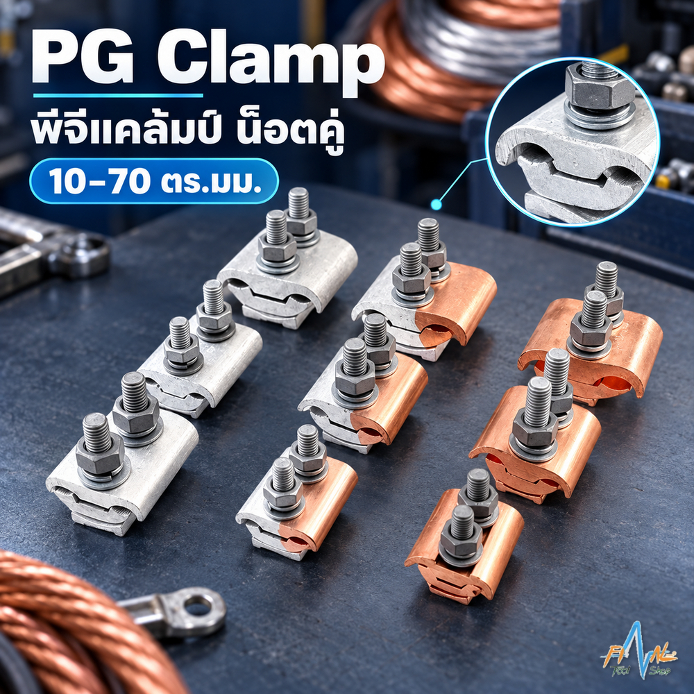 พีจีแคล้มป์ 10-70 ตร.มม. น๊อตคู่ PG Clamp แคล้มต่อสายไฟอลูมิเนียมและทองแดง