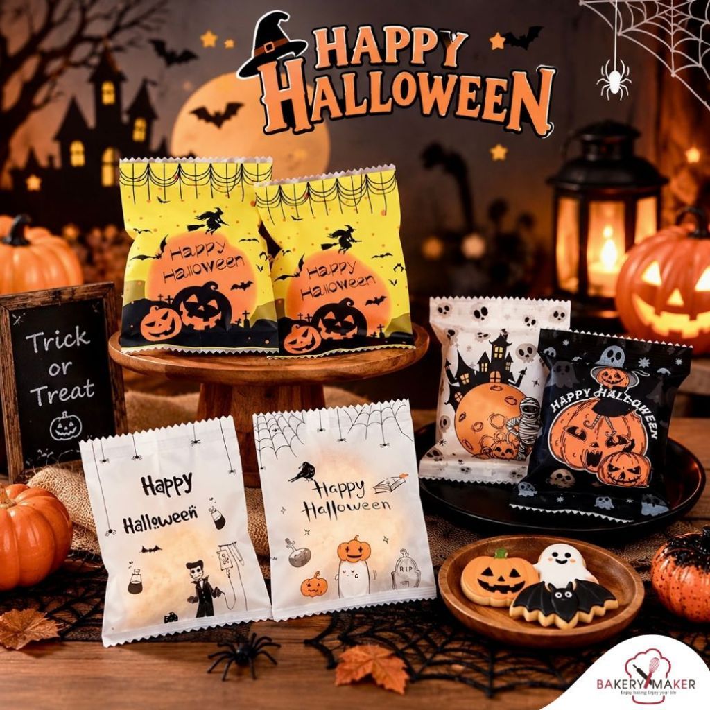 Halloween รวม ถุงซีล แพ็คละ 50 ใบ ขนาด 7 x 10 ซม.  คละลาย / ถุงคุกกี้ ฮาโลวีน